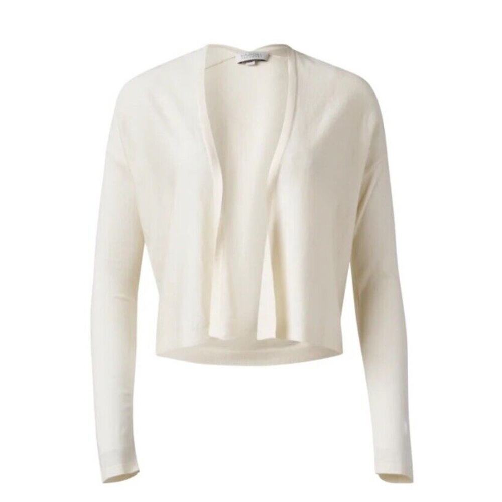 Kinross Cashmere Dress Cardigan Sz S Silk Ivory Dainty Old Money Quiet Luxury
